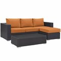 Modway Furniture Convene Outdoor Patio Sofa Set, Espresso Orange - 3 Piece EEI-2178-EXP-ORA-SET